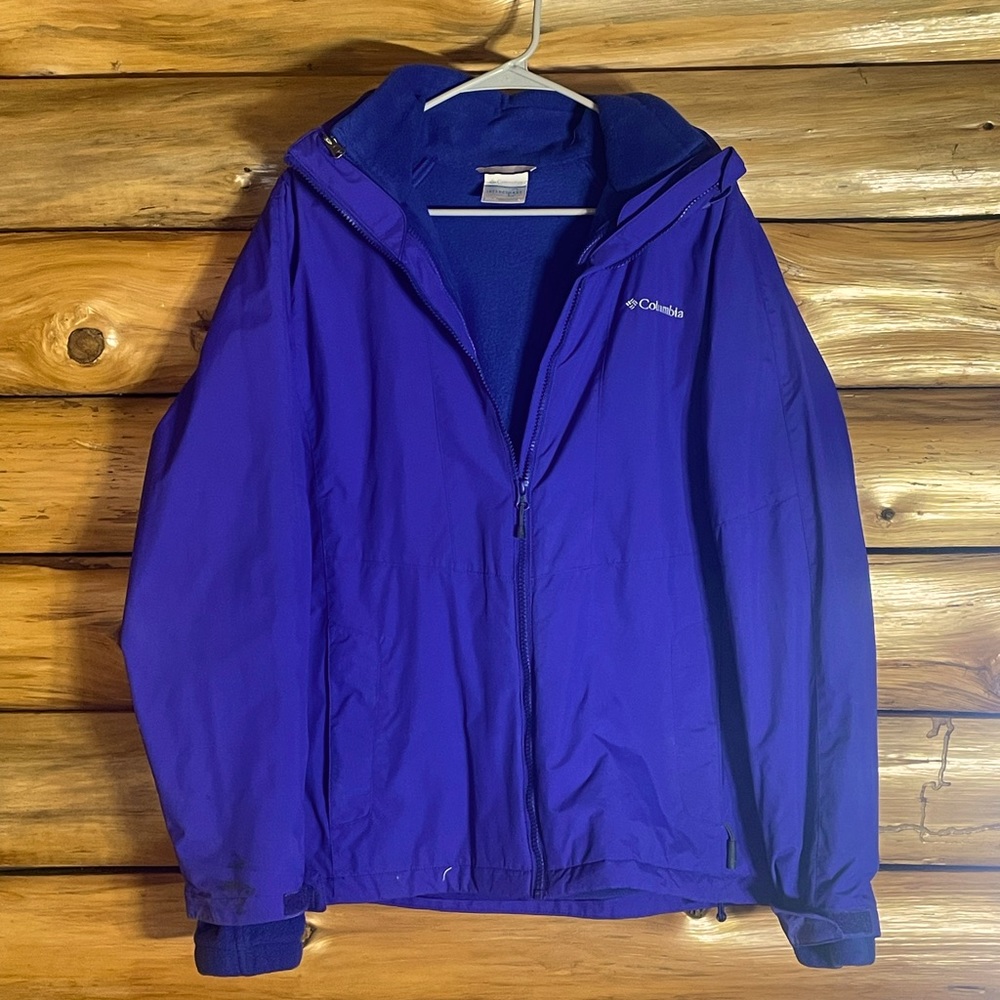 Columbia Interchange Winter Jacket, Fleece Insert, Purple.